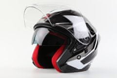 MAXX OF 878 Skútrová helma otevřená s plexi a sluneční clonou - černostříbrná, XL