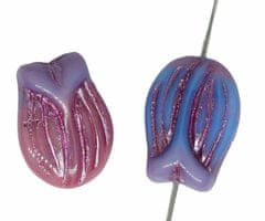 Kraftika Korálky z českého skla, ve tvaru tulipánu, růžové, modré