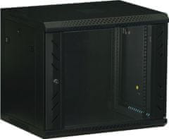 LAN-TEC WS.6412.B - nástěnný, rozložený, 12U, 600 x 450, sklo