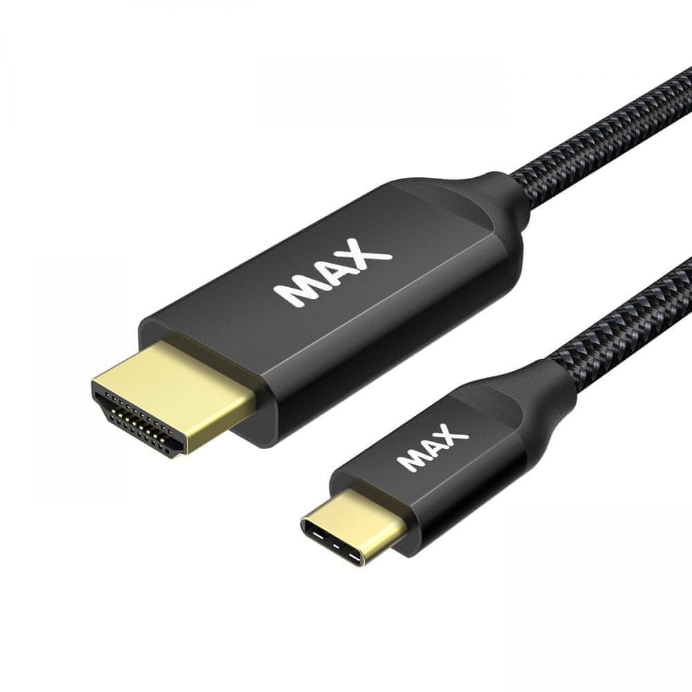MAX kabel USB-C - HDMI 2.0, 2 m, opletený, černý (UCHC2B) - rozbaleno