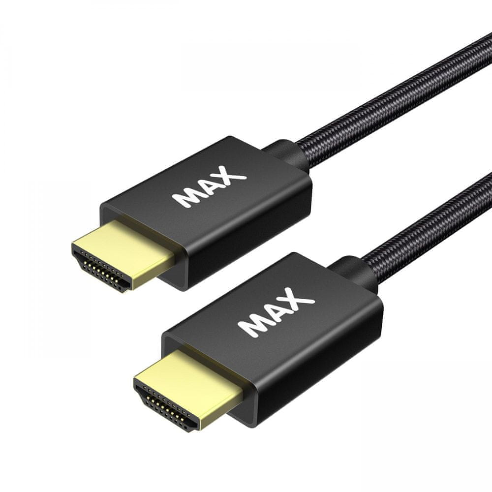Levně MAX kabel HDMI 2.1, 1 m, opletený, černý (HC211B)