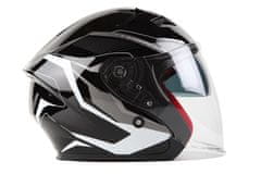 MAXX OF 878 Skútrová helma otevřená s plexi a sluneční clonou - černostříbrná, XL