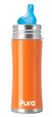 Purakiki Kojenecká lahev nerezová 325 ml - pítko 6+ oranžová