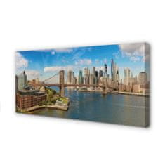 Obrazy na plátně Bridge panorama mrakodrapů 100x50 cm