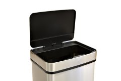 iQ-Tech Luxe Quadrat 50 l, bezdotykový odpadkový koš Lux hranatý, stříbrný