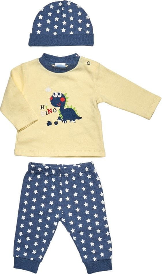 Just Too Cute chlapecký kojenecký set tričko, tepláčky a čepice – hvězdičky W0602 74 tmavě modrá