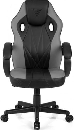 Herní židle ergonomická SENSE7 Prism, černo-šedá polohovatelná pěnové polstrování proti pokřivení vaší páteře ocelová konstrukce ekologická umělá kůže HDE