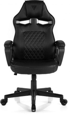Herní židle ergonomická SENSE7 Knight, černá polohovatelná pěnové polstrování proti pokřivení vaší páteře ocelová konstrukce ekologická umělá kůže HDE