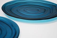LAGO skleněný dekorativní talíř d400 mm z masivního matného modrého skla