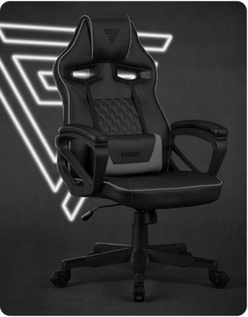 Herní židle ergonomická SENSE7 Knight, černo-šedá polohovatelná pěnové polstrování proti pokřivení vaší páteře ocelová konstrukce ekologická umělá kůže HDE