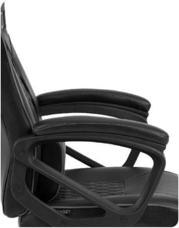 Herní židle ergonomická SENSE7 Knight, černo-šedá polohovatelná pěnové polstrování proti pokřivení vaší páteře ocelová konstrukce ekologická umělá kůže HDE
