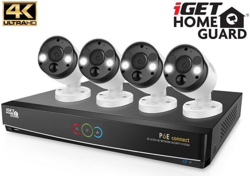 iGET Homeguard HGNVK84904 - PoE kamerový set 4K UltraHD NVR 8CH + 4x kamera se 4K a zvukem