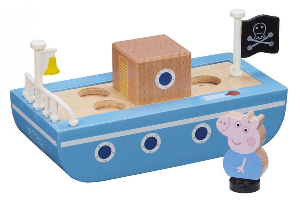 TM Toys Peppa Pig dřevěná loď + figurka George