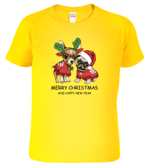 Hobbytriko Dětské vánoční tričko - Vánoční pejsci Barva: Žlutá (04), Velikost: 4 roky / 110 cm
