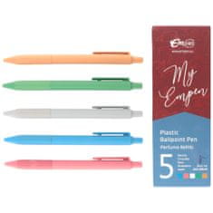 MPM QUALITY Plastová kuličková pera SCENTY, 5 ks, 5 druhů vůní, Mix barev