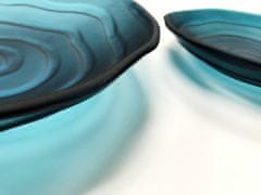 LAGO skleněná dekorativní mísa d400 mm z masivního matného modrého skla