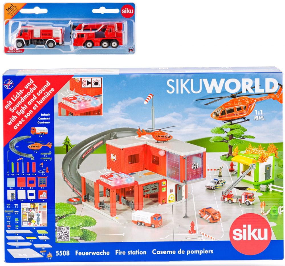 Levně SIKU World Požární stanice s hasičskými auty