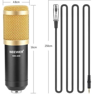  nowoczesny mikrofon pojemnościowy neewer nw-800 absorber ochrona przed wiatrem przewód połączeniowy dynamiczne nagrywanie podkreślone szczegóły łatwy w przenoszeniu 