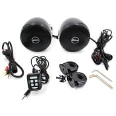 CARCLEVER Zvukový systém na motocykl, skútr, ATV s FM, USB, AUX, BT, barva černá (rsm100bl)