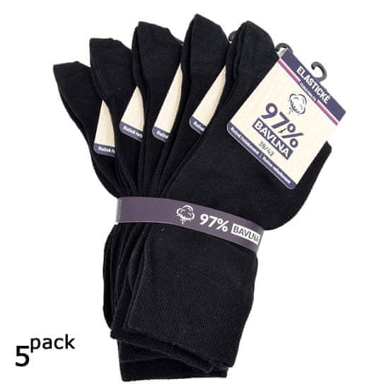 RS unisex klasické jednobarevné elastické ponožky z česané bavlny 91010 5-pack