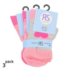 dívčí bavlněné růžové vzorované ponožky 8100321 3-pack, růžová, 19-22