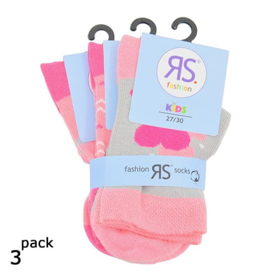 RS dívčí bavlněné růžové vzorované ponožky 8100321 3-pack