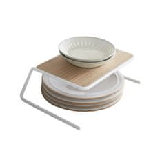 Yamazaki Polička na talíře Tosca 2446, kov/dřevo, š.26,5 cm, bílá