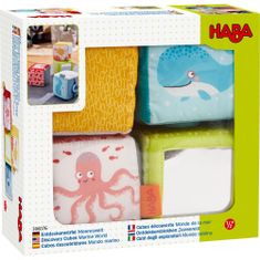 HABA Textilní kostky s aktivitami pro miminka Mořský svět 4 ks
