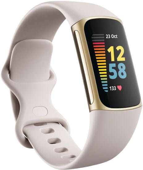 Fitbit Charge 5, Lunar White/Soft Gold Stainless Steel