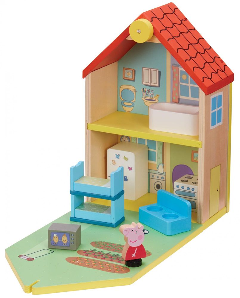 TM Toys Peppa Pig dřevěný rodinný domek s figurkami a příslušenstvím