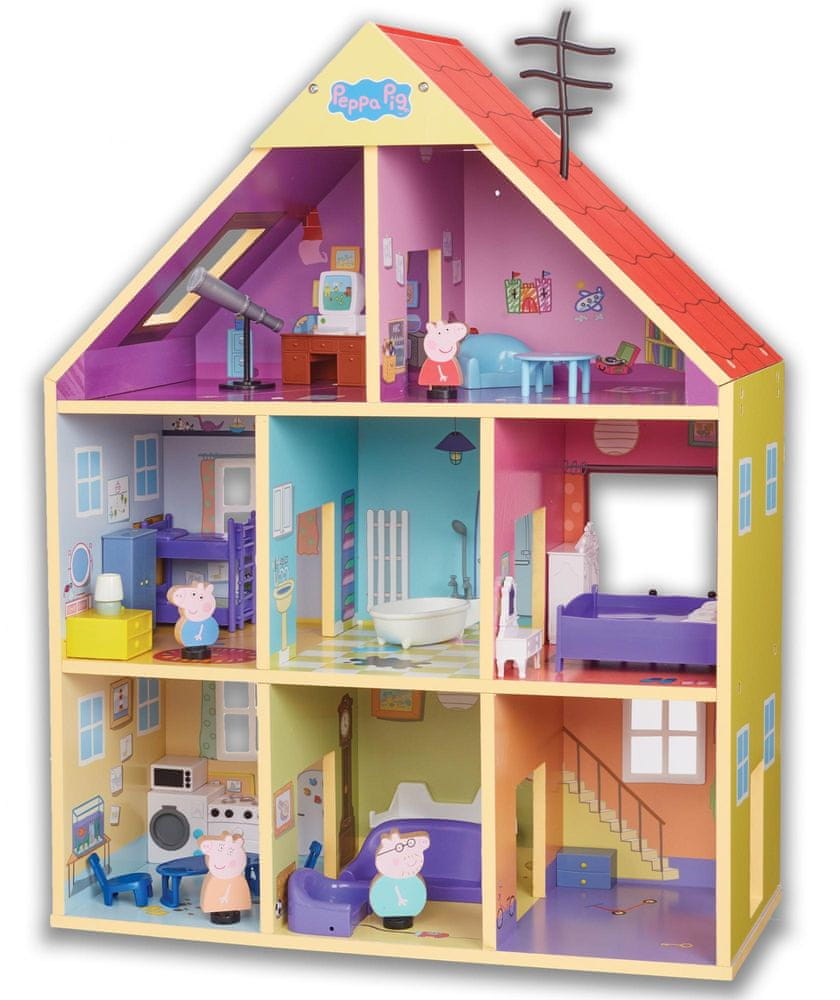 TM Toys Peppa Pig Velký dřevěný rodinný dům se světlem a zvukem