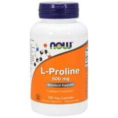 NOW Foods L-Prolin, 500 mg, 120 rostlinných kapslí