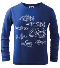 Hobbytriko Dětské rybářské tričko - Ryby našich vod (dlouhý rukáv) Barva: Královská modrá (05), Velikost: 8 let / 134 cm, Délka rukávu: Dlouhý rukáv