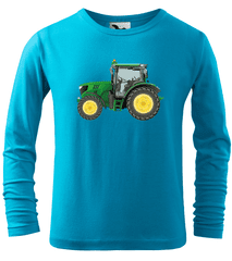 Hobbytriko Dětské tričko s Traktorem - Traktor (dlouhý rukáv) Barva: Tyrkysová (44), Velikost: 6 let / 122 cm, Délka rukávu: Dlouhý rukáv