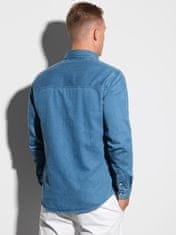 OMBRE Ombre Pánská košile s dlouhým rukávem K568 - nebesky modrá - XL