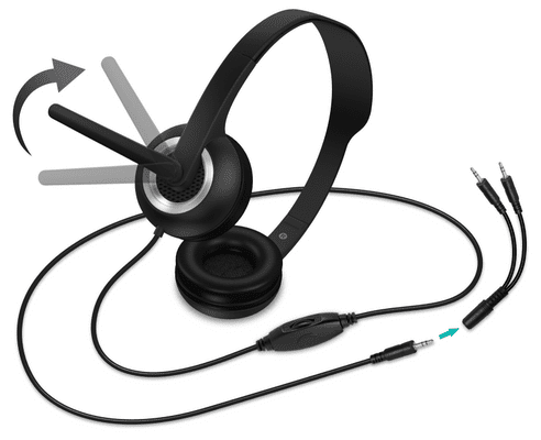  přenosná domácí nebo kancelářská náhlavní sluchátka connect it home office s mikrofonem kabelová 40mm měniče ovládání na kabelu 