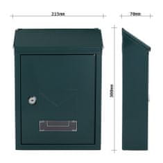 Rottner Udine poštovní schránka zelená | Cylindrický zámek | 21.5 x 30 x 7 cm