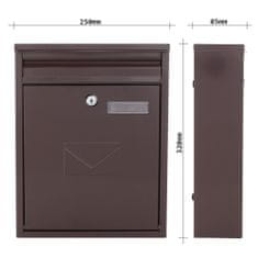 Rottner Como poštovní schránka hnědá | Cylindrický zámek | 25 x 32 x 8.5 cm