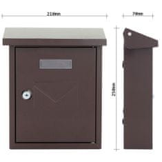 Rottner Cesena poštovní schránka hnědá | Cylindrický zámek | 21 x 25 x 7 cm