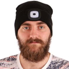 SIXTOL Čepice s čelovkou 180lm, nabíjecí, USB, univerzální velikost, bavlna/PE, černá