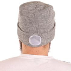 SIXTOL Čepice s čelovkou 180lm, nabíjecí, USB, univerzální velikost, bavlna/PE, světle šedá