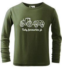 Hobbytriko Dětské tričko - Traktor (dlouhý rukáv) Barva: Khaki (09), Velikost: 4 roky / 110 cm, Délka rukávu: Dlouhý rukáv