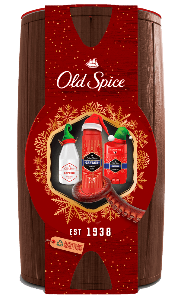 Old Spice Captain Wooden Barrel Vánoční dárková sada pro muže - rozbaleno