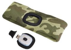 SIXTOL Čelenka s čelovkou 180lm, nabíjecí, USB, univerzální velikost, bavlna/PE, maskáčová