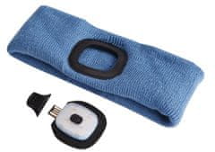 SIXTOL Čelenka s čelovkou 180lm, nabíjecí, USB, univerzální velikost, bavlna/PE, modrá