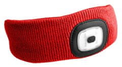 SIXTOL Čelenka s čelovkou 180lm, nabíjecí, USB, univerzální velikost, bavlna/PE, červená
