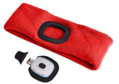 SIXTOL Čelenka s čelovkou 180lm, nabíjecí, USB, univerzální velikost, bavlna/PE, červená