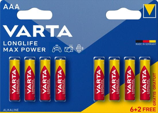 Varta Baterie Longlife Max Power 6+2 AAA 4703101448 - rozbaleno