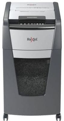  Rexel Auto+ Optimum 225M (2020225MEU) kancelářská skartovačka, automatická a manuální skartace, 225 listů A4 najednou, mobilní, dotykový ovládací panel, nízká hlučnost, mikro řez DIN P-5, objem koše 60 l, infračervený senzor