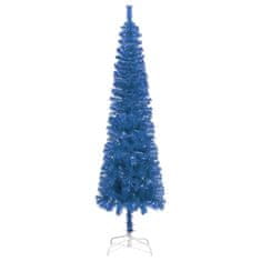 Greatstore Úzký vánoční stromek s LED diodami a sadou koulí modrý 150 cm